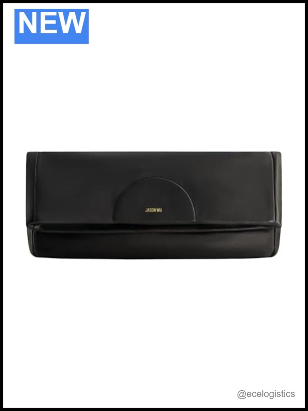 Fold-over Leather Clutch Bag with Magnetic Closure